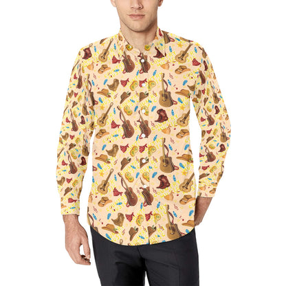 Western Lifestyle Print Design LKS303 Men's Long Sleeve Dress Shirt