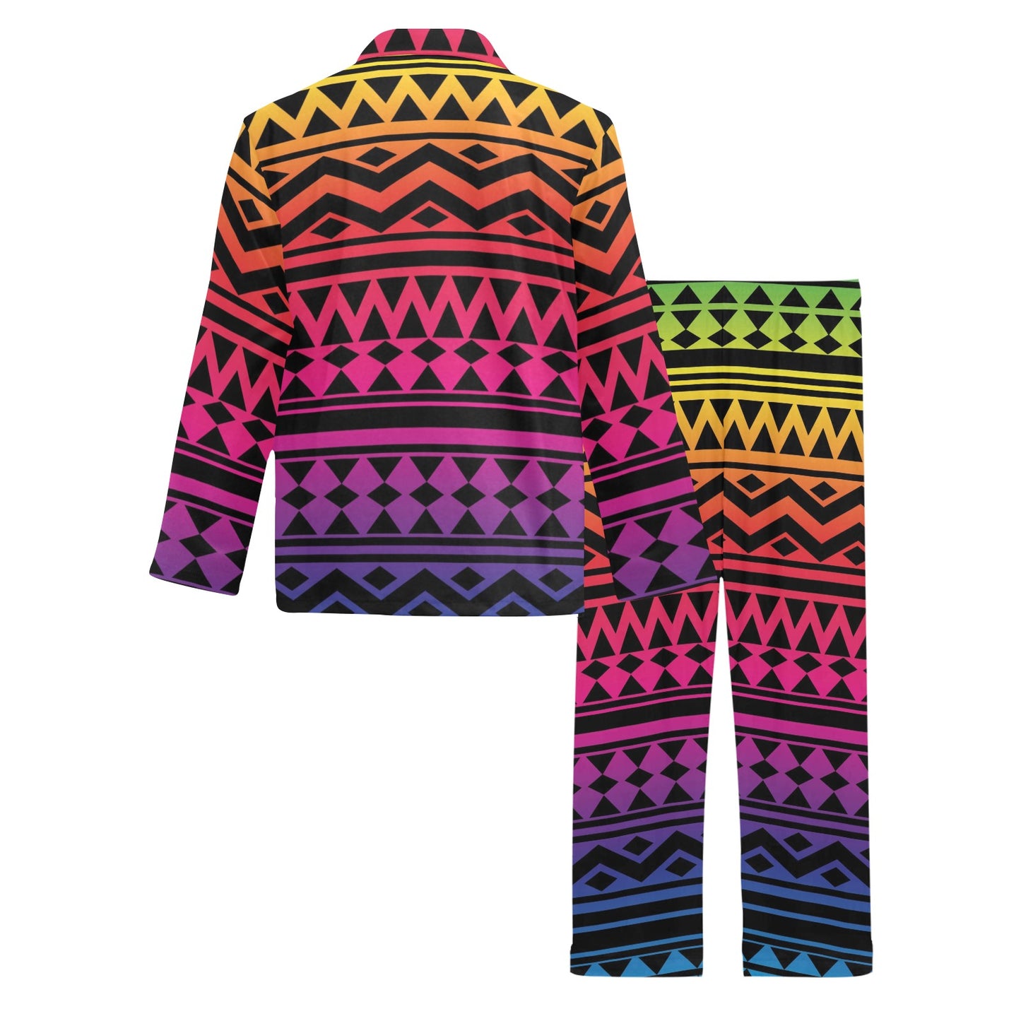 Rainbow Tribal Pattern Print Design A02 Men's Long Pajama Set