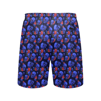 Skull Roses Neon Design Themed Print Men's Swim Trunks Beach Shorts