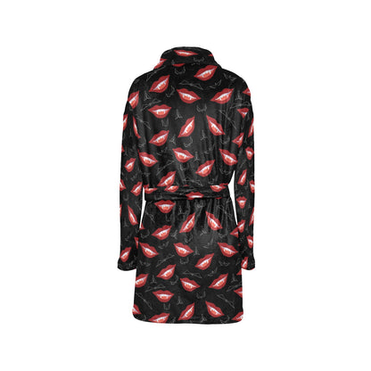 Vampire Lips Print Design LKS301 Women's Fleece Robe