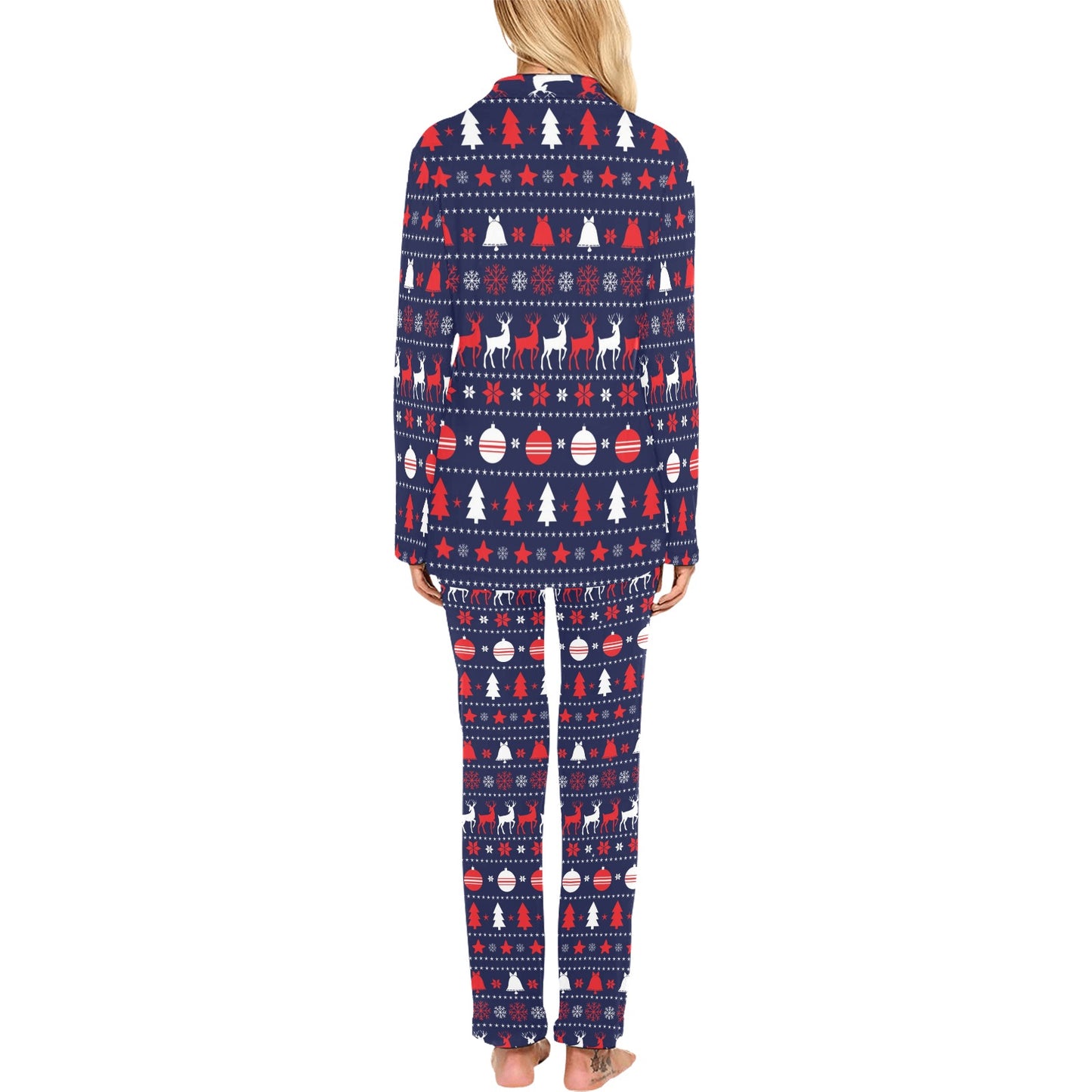 Reindeer Print Design LKS404 Women's Long Pajama Set