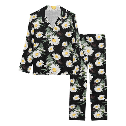 Daisy Pattern Print Design DS07 Women's Long Pajama Set