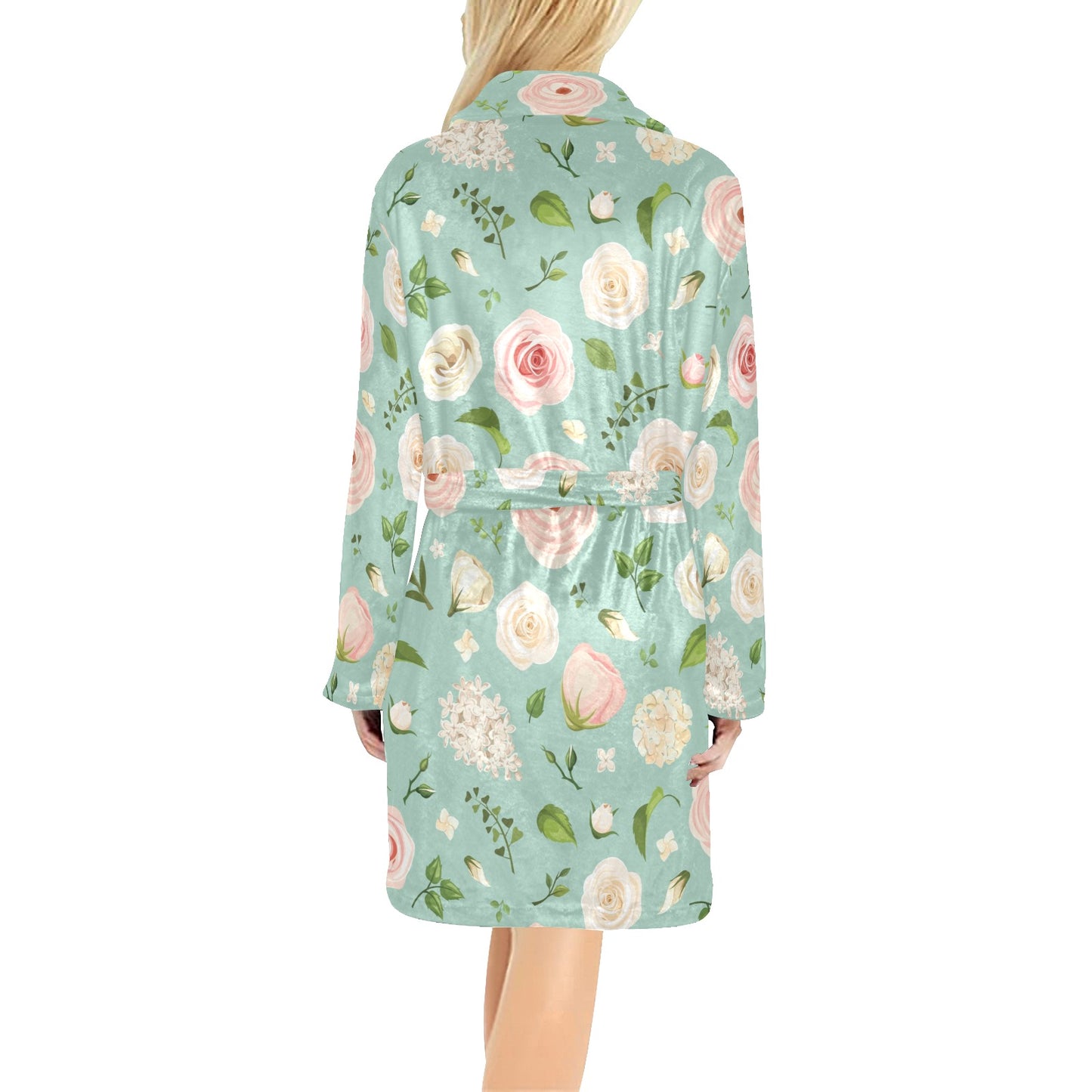 Lisianthus Pattern Print Design 01 Women's Fleece Robe