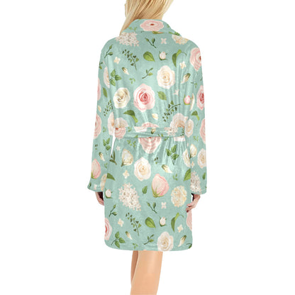 Lisianthus Pattern Print Design 01 Women's Fleece Robe