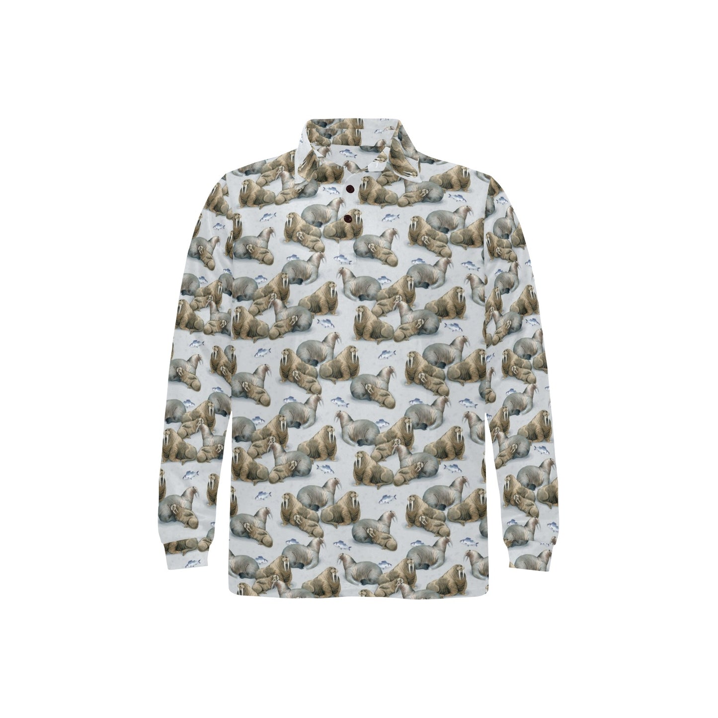 Walrus Print Design LKS401 Long Sleeve Polo Shirt For Men's