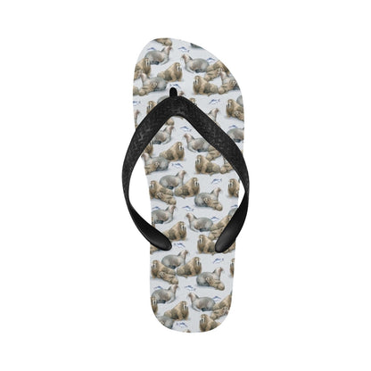 Walrus Print Design LKS401 Flip Flops