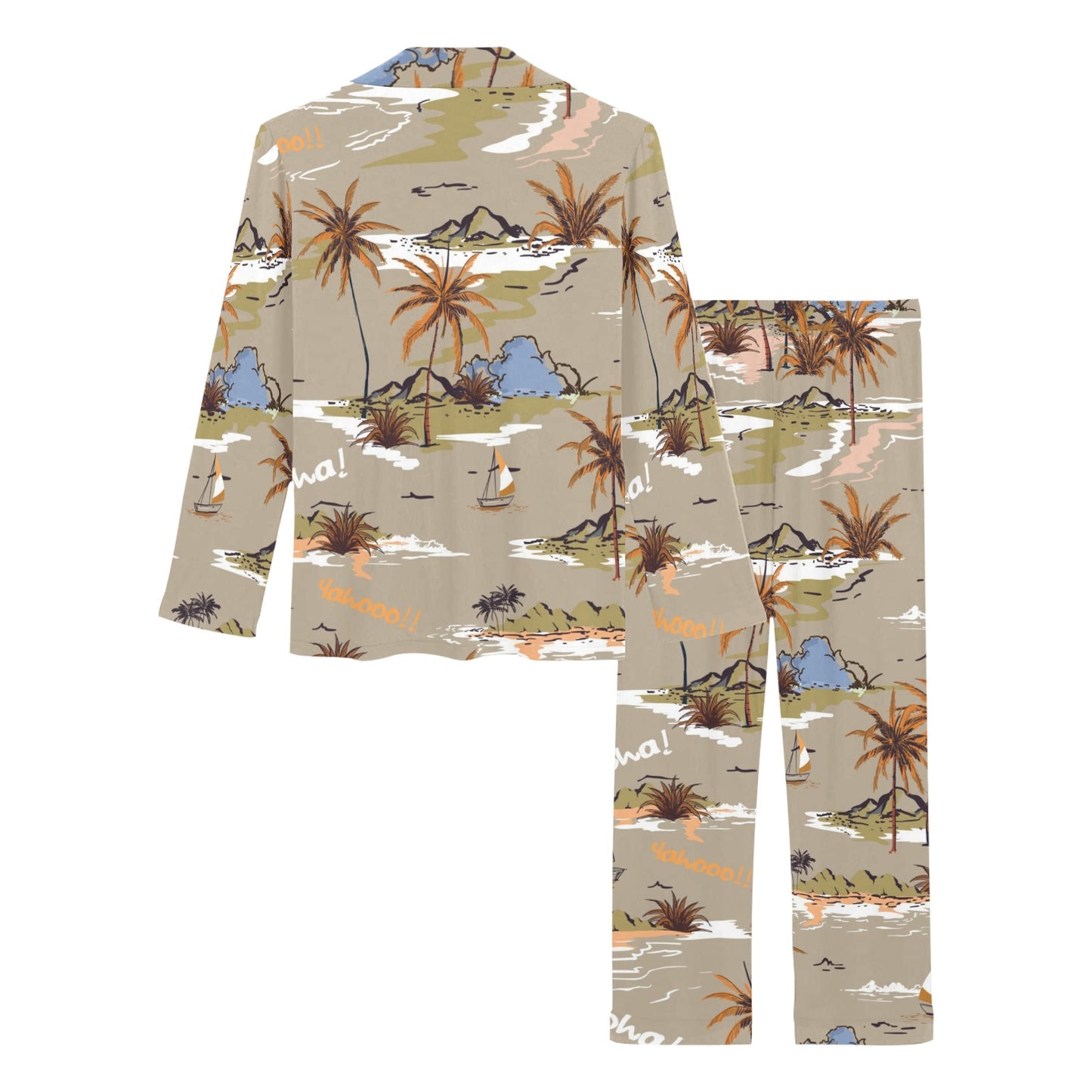 Pacific island Pattern Print Design A05 Women's Long Pajama Set