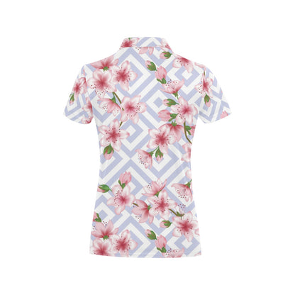 Cherry Blossom Pattern Print Design CB07 Women's Polo Shirt