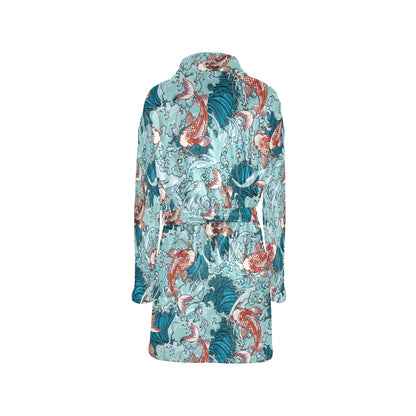 KOI Fish Pattern Print Design 05 Women's Fleece Robe