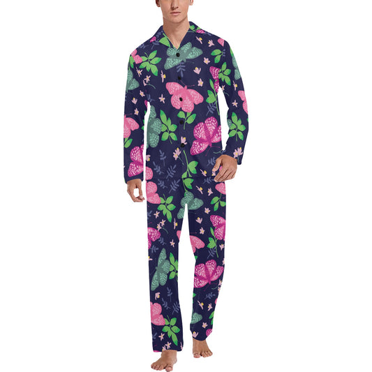 Monarch Butterfly Pattern Print Design 03 Men's Long Pajama Set