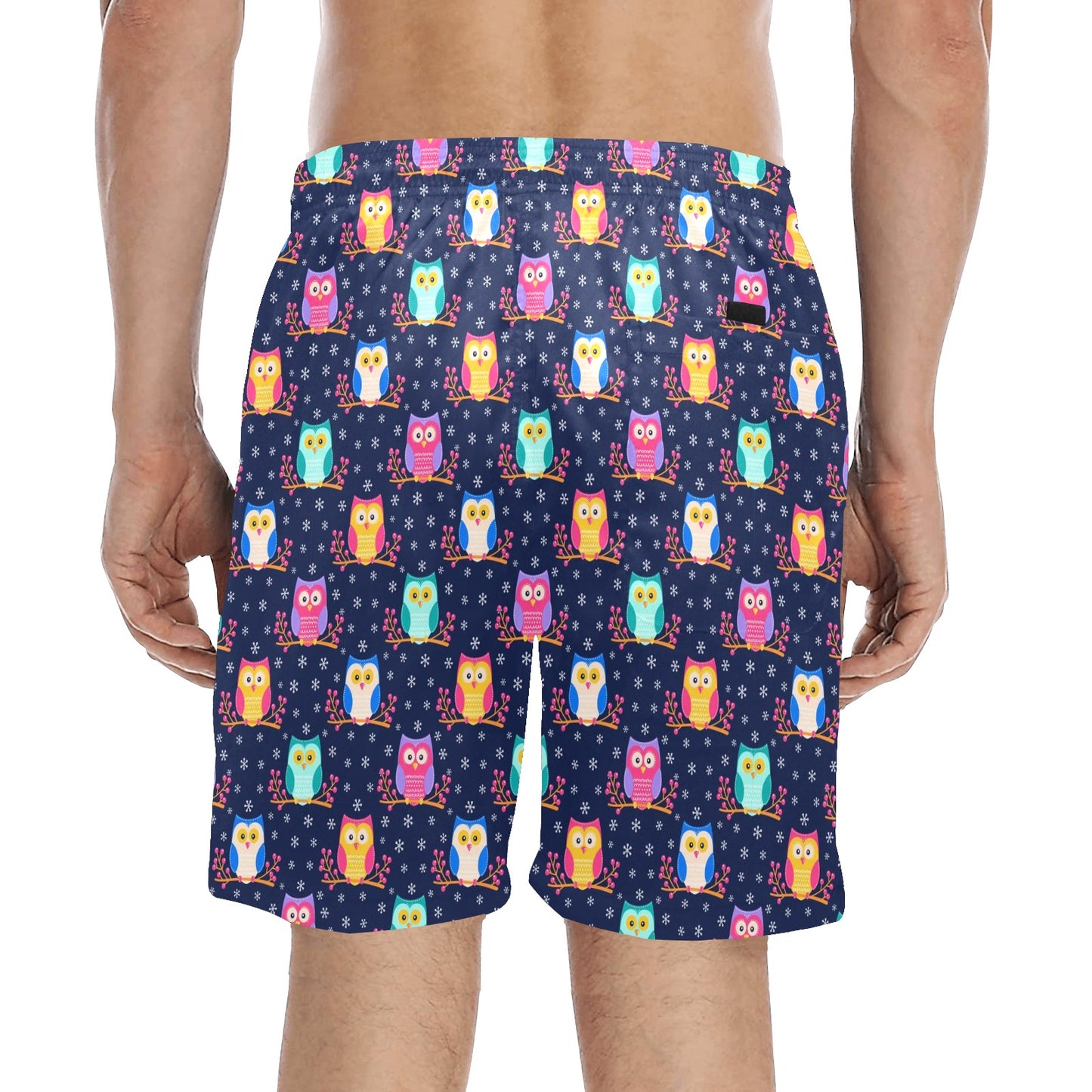 Owl Cute Themed Design Print Men's Swim Trunks Beach Shorts