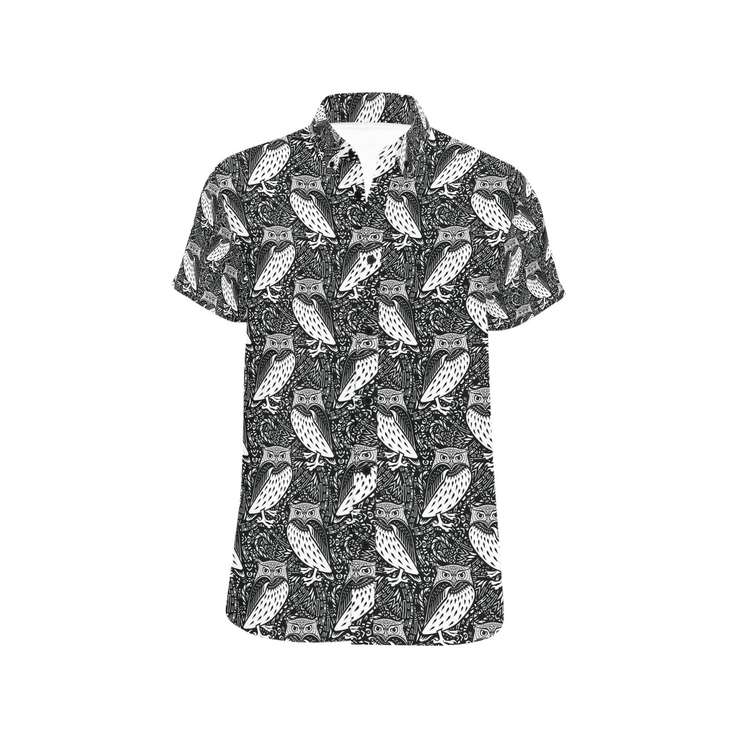 Tribal Pattern Print Design LKS308 Men Short Sleeve Button Up Shirt