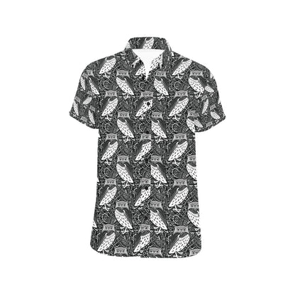 Tribal Pattern Print Design LKS308 Men Short Sleeve Button Up Shirt