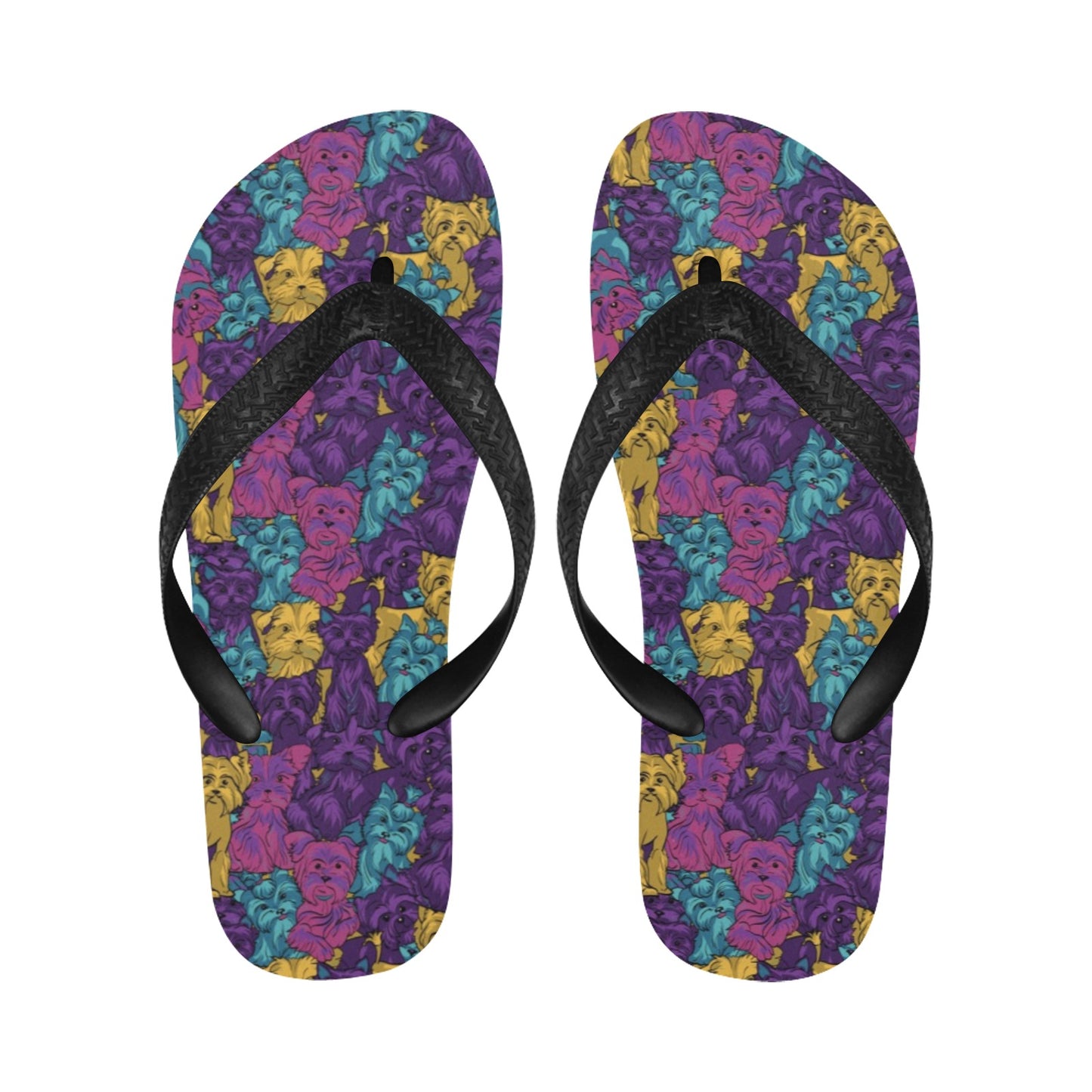 Yorkshire Terriers Print Design LKS3010 Flip Flops