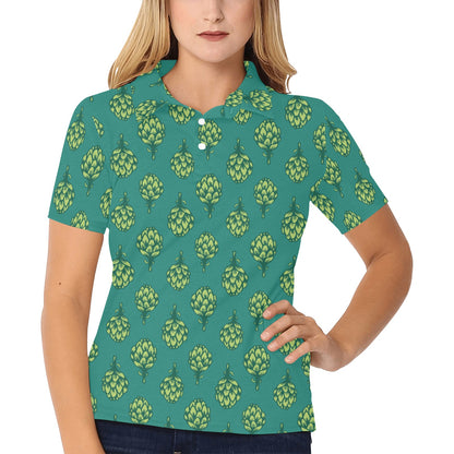 Artichoke Pattern Print Design 04 Women's Polo Shirt