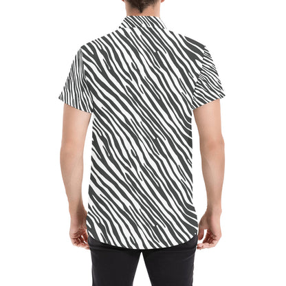 Zebra Classic Print Design LKS302 Men Short Sleeve Button Up Shirt