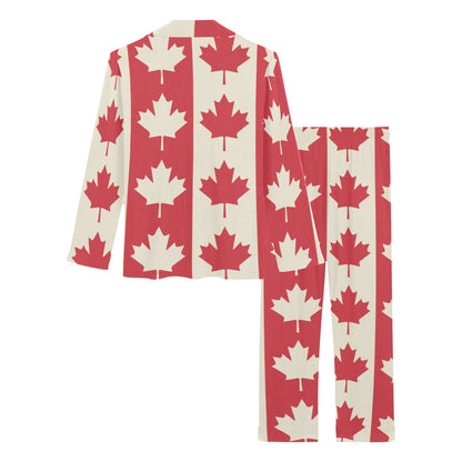 Maple Leaf Pattern Print Design 02 Women's Long Pajama Set