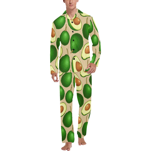 Avocado Pattern Print Design AC010 Men's Long Pajama Set