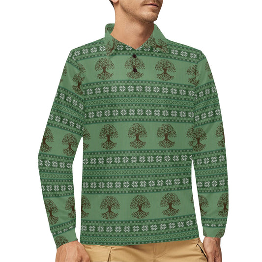 Celtic Pattern Print Design 09 Long Sleeve Polo Shirt For Men's