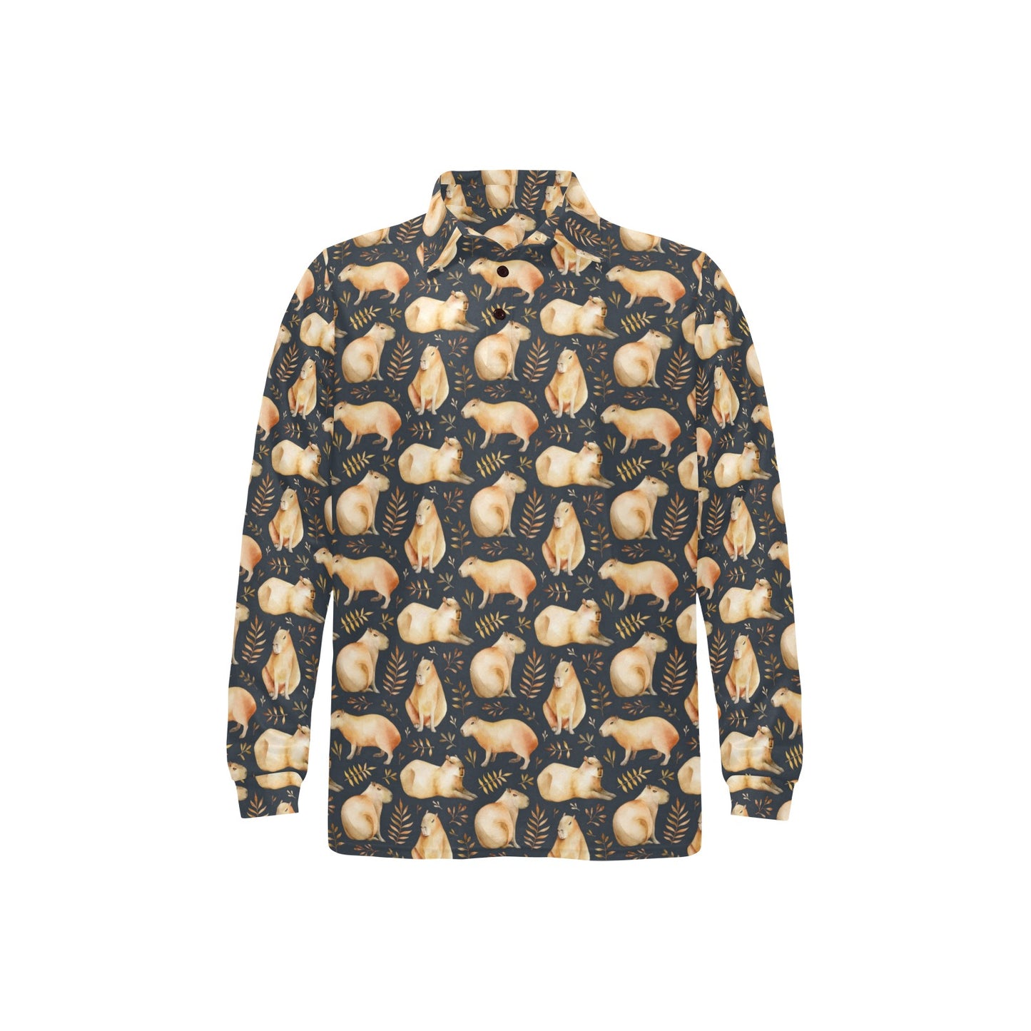 Capybara Pattern Print Design 02 Long Sleeve Polo Shirt For Men's