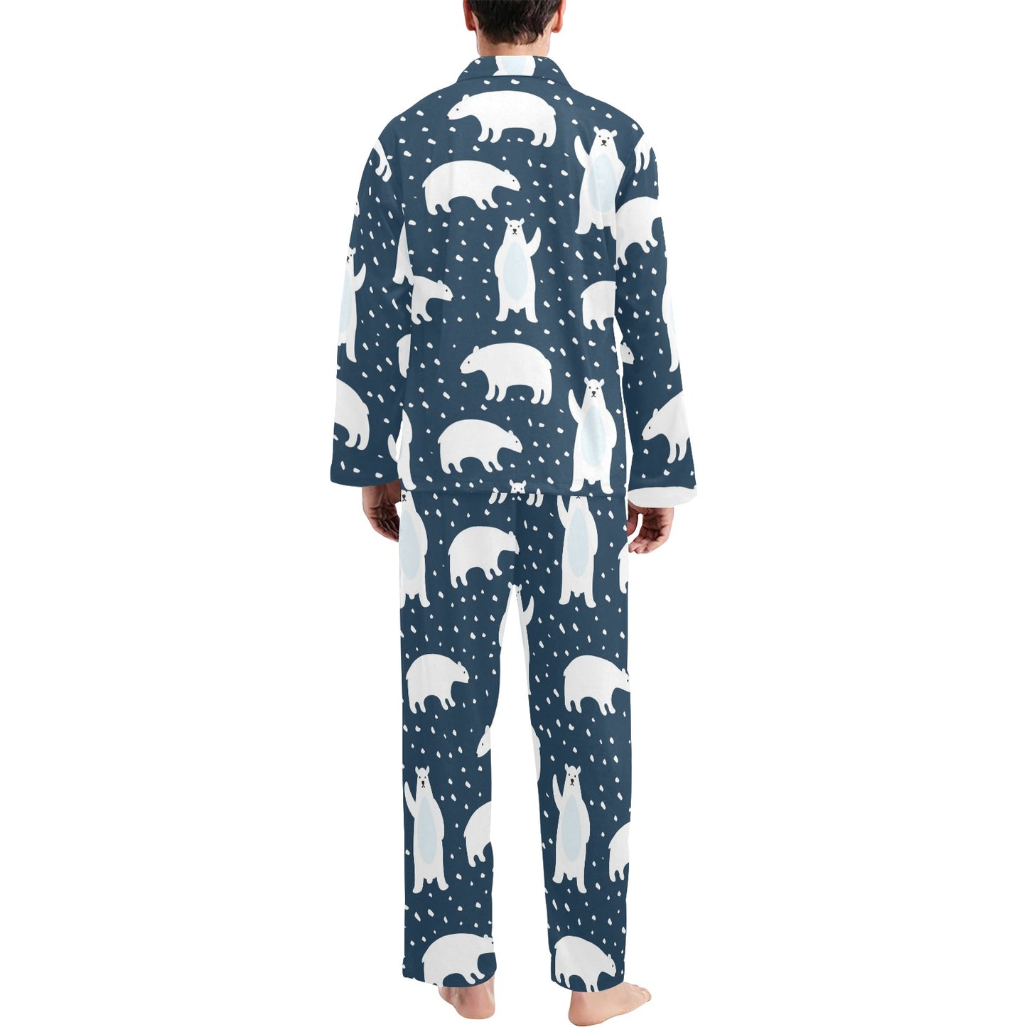 Polar Bear Pattern Print Design A02 Men's Long Pajama Set