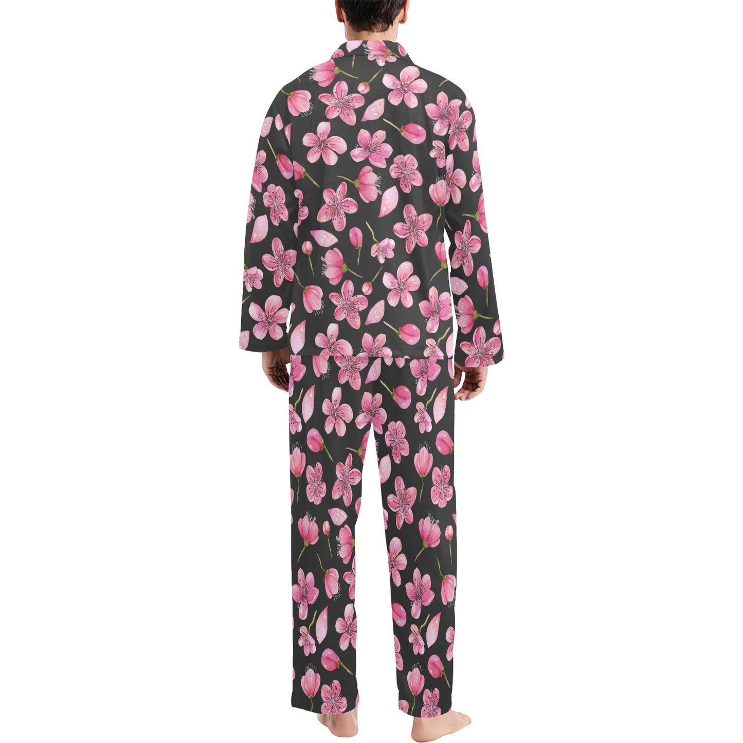 Apple blossom Pattern Print Design AB03 Men's Long Pajama Set