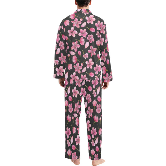 Apple blossom Pattern Print Design AB03 Men's Long Pajama Set
