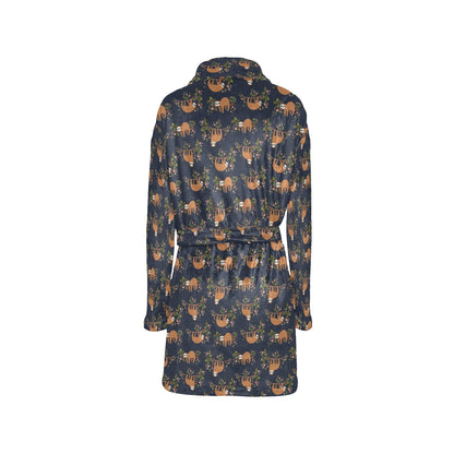 Sloth flower Design Themed Print Women's Fleece Robe