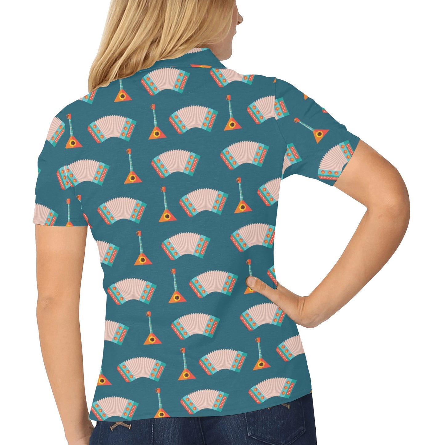 Accordion Print Design LKS402 Women's Polo Shirt