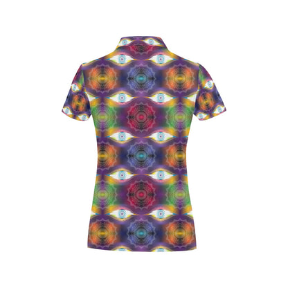 Chakra Eye Print Pattern Women's Polo Shirt