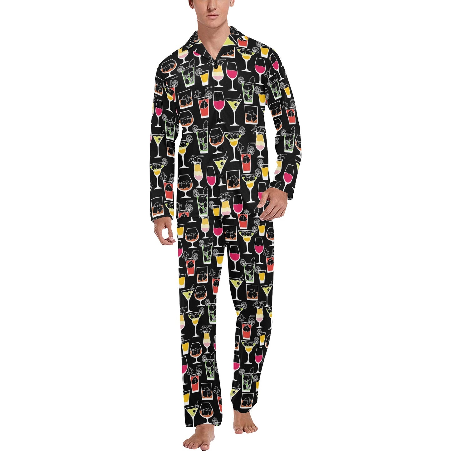 Cocktail Pattern Print Design 01 Men's Long Pajama Set