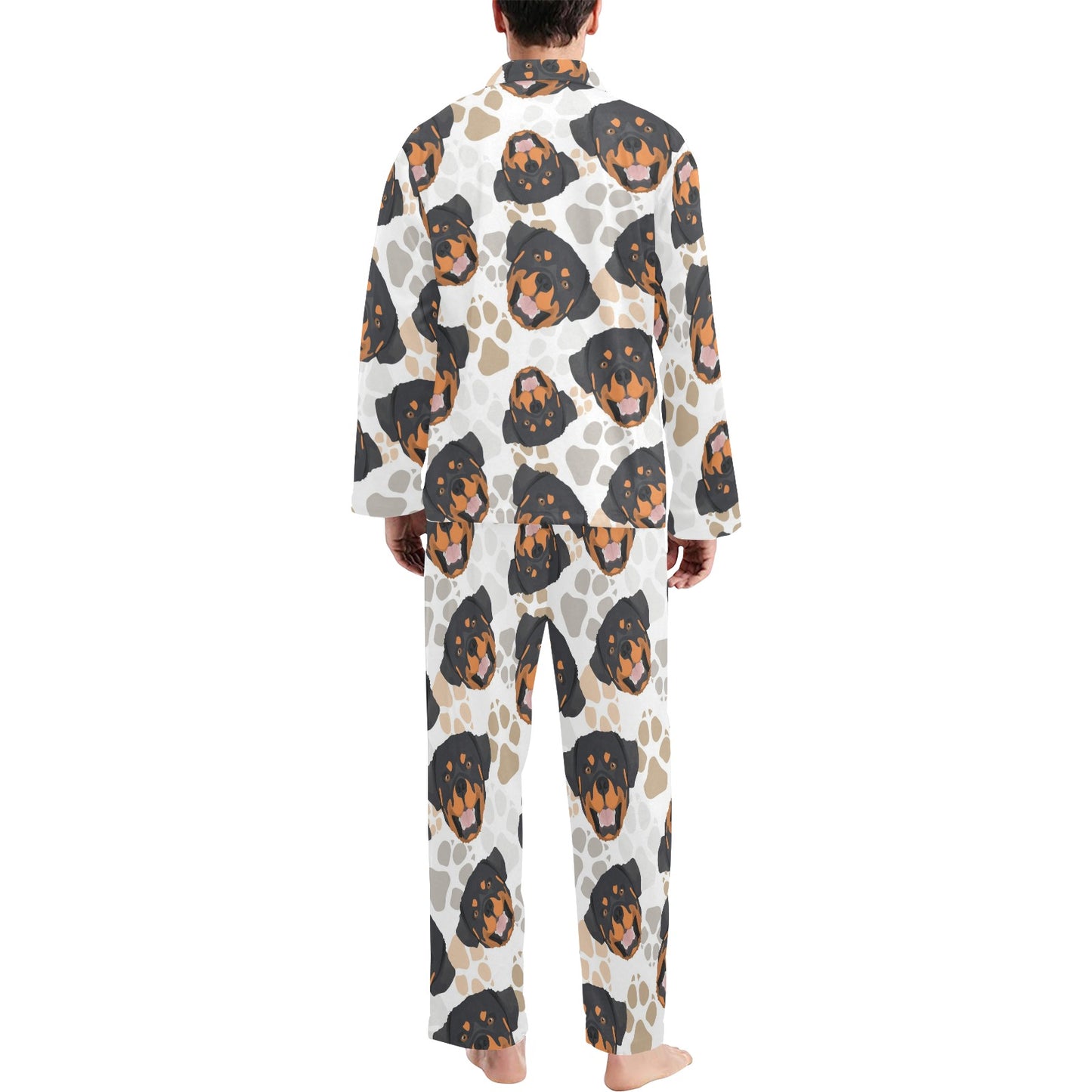 Rottweiler Pattern Print Design A03 Men's Long Pajama Set