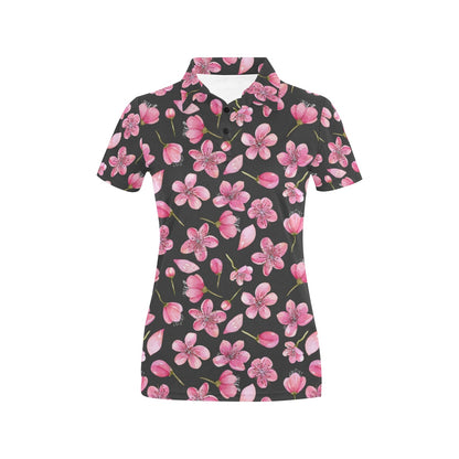 Apple blossom Pattern Print Design AB03 Women's Polo Shirt