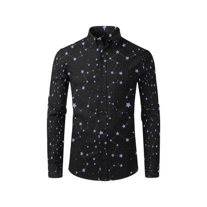 Star Print Design LKS303 Men's Long Sleeve Dress Shirt