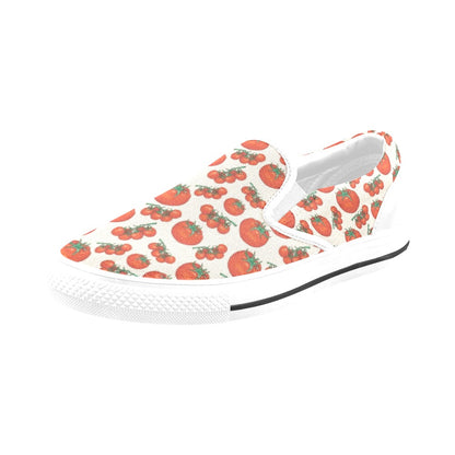 Tomato Print Design LKS302 White Slip Ons Canvas Women's Shoes