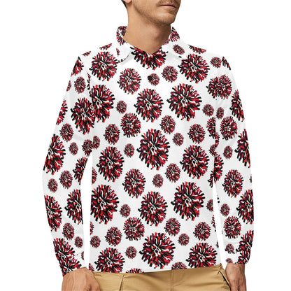 Cheerleader Pattern Print Design 01 Long Sleeve Polo Shirt For Men's