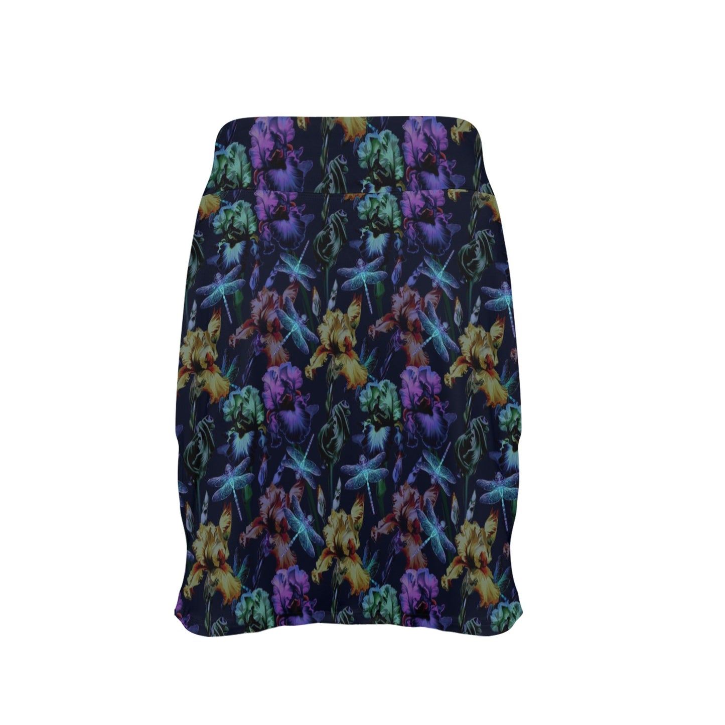 Dragonfly With Floral Print Pattern 17" Golf & Pickleball Skort with Pockets