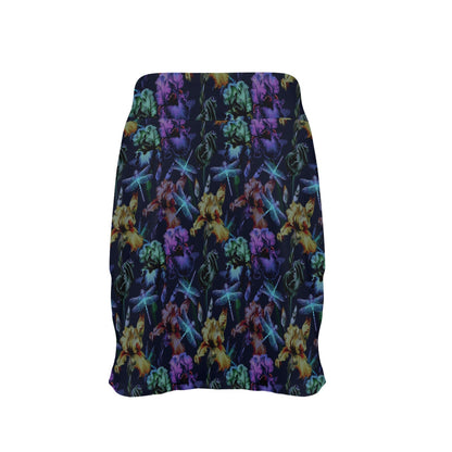 Dragonfly With Floral Print Pattern 17" Golf & Pickleball Skort with Pockets