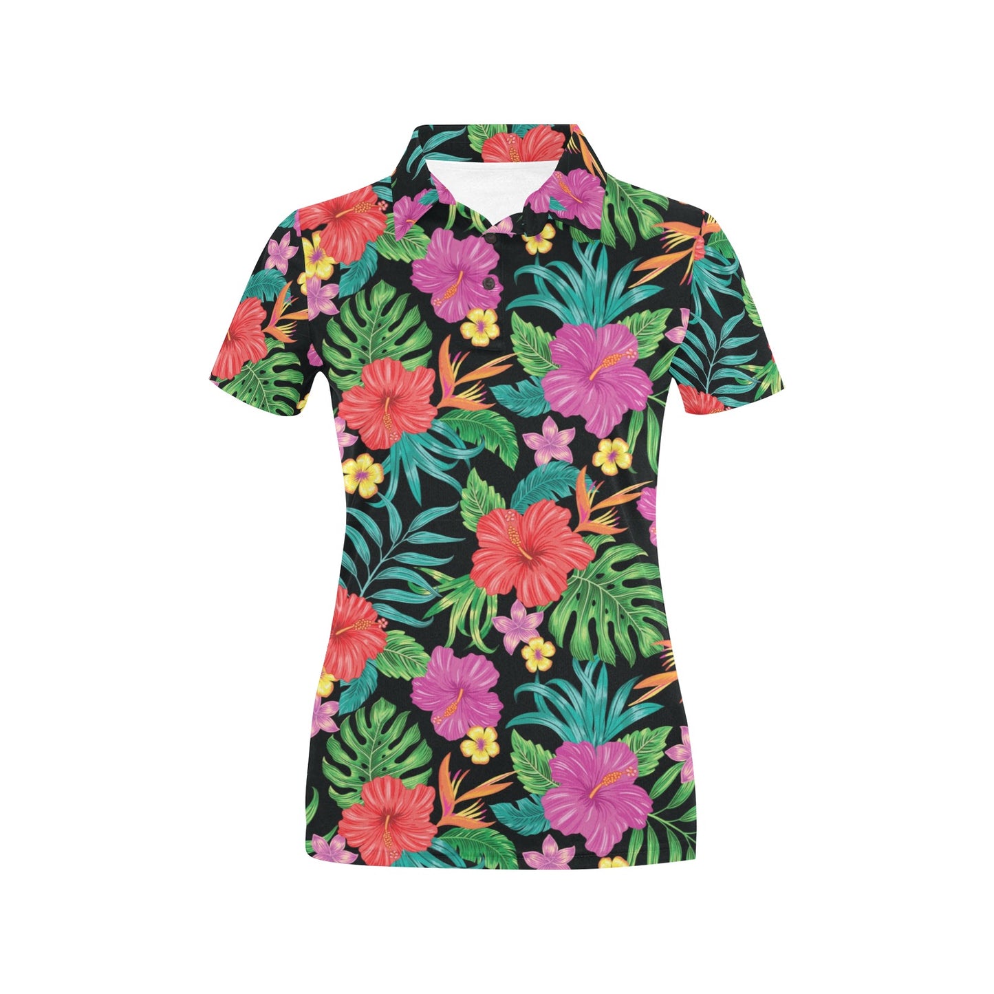 Hibiscus Red Hawaiian Flower Women's Polo Shirt