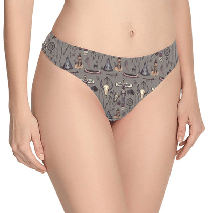 Native Indian life Design Print Women's Thongs