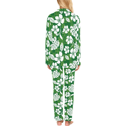 Hawaiian Themed Pattern Print Design H016 Women's Long Pajama Set