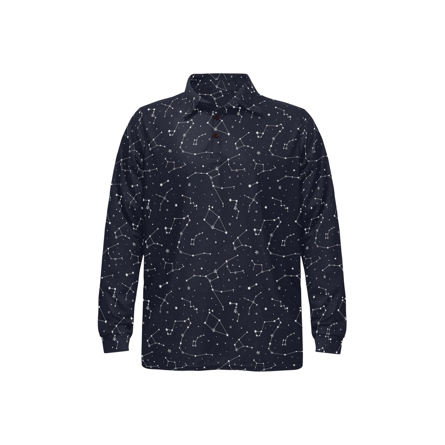Constellation Pattern Print Design 03 Long Sleeve Polo Shirt For Men's