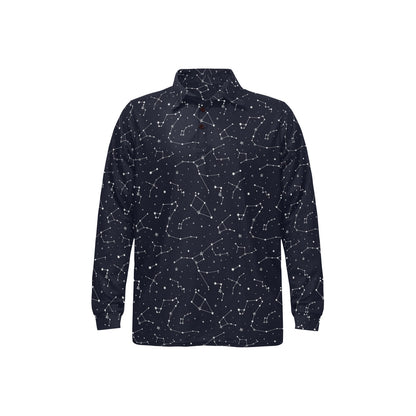 Constellation Pattern Print Design 03 Long Sleeve Polo Shirt For Men's