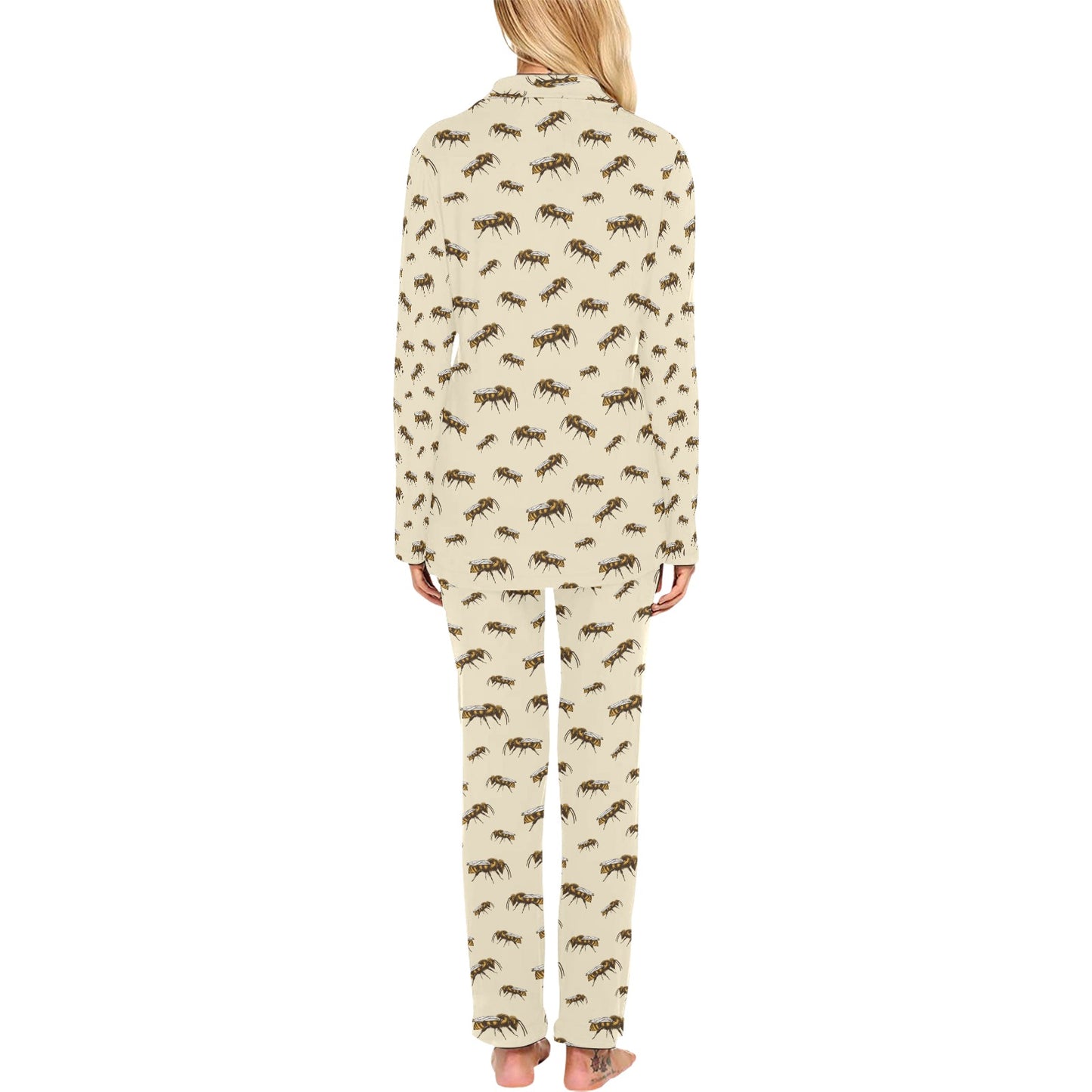 Bee Print Design LKS306 Women's Long Pajama Set