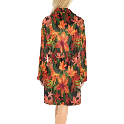 Amaryllis Pattern Print Design AL05 Women's Fleece Robe