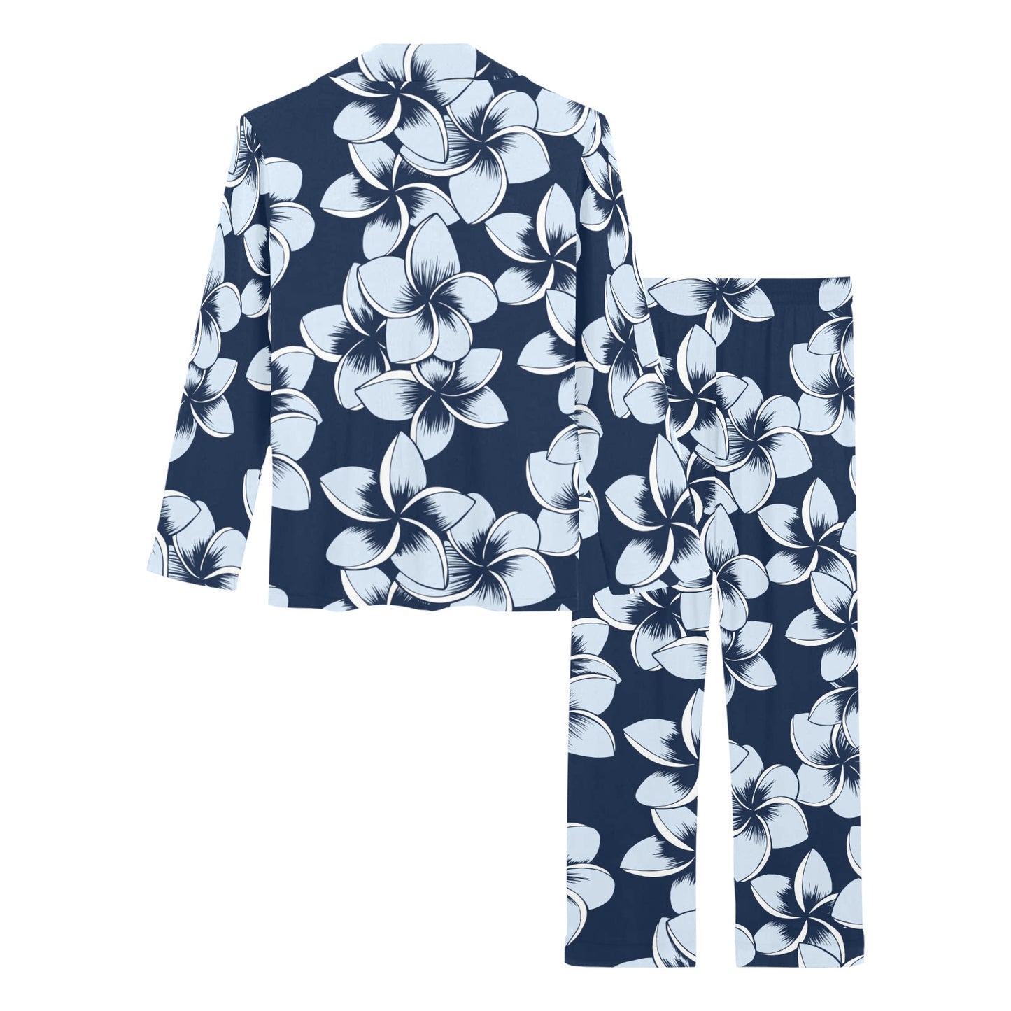 Plumeria Pattern Print Design A02 Women's Long Pajama Set
