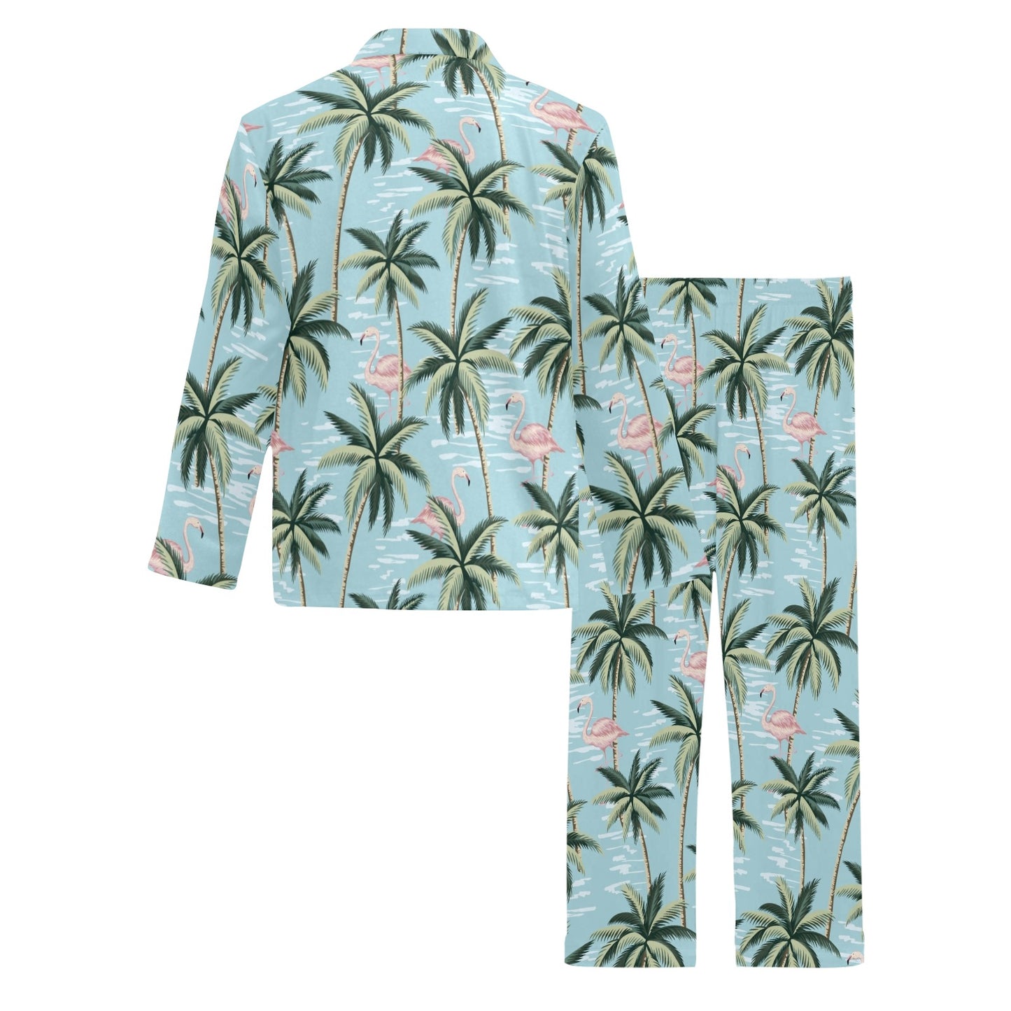 Palm Tree Pattern Print Design PT05 Men's Long Pajama Set