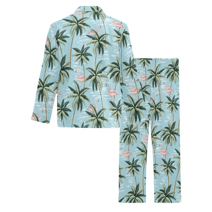 Palm Tree Pattern Print Design PT05 Men's Long Pajama Set