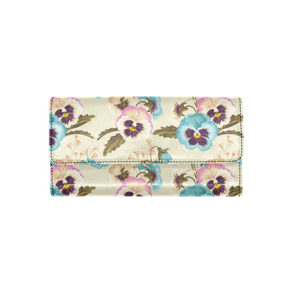 Pansy Pattern Print Design A02 Women's Trifold Wallet
