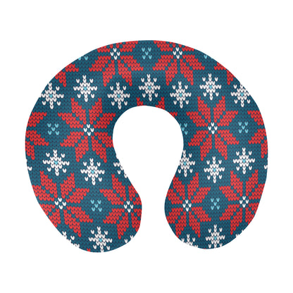 Poinsettia Pattern Print Design A02 U-Shaped Travel Neck Pillow